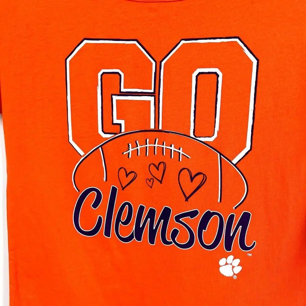 GEN 2 Girls Clemson University Go Heart T-shirt Large Orange Short Sleeve NWT
